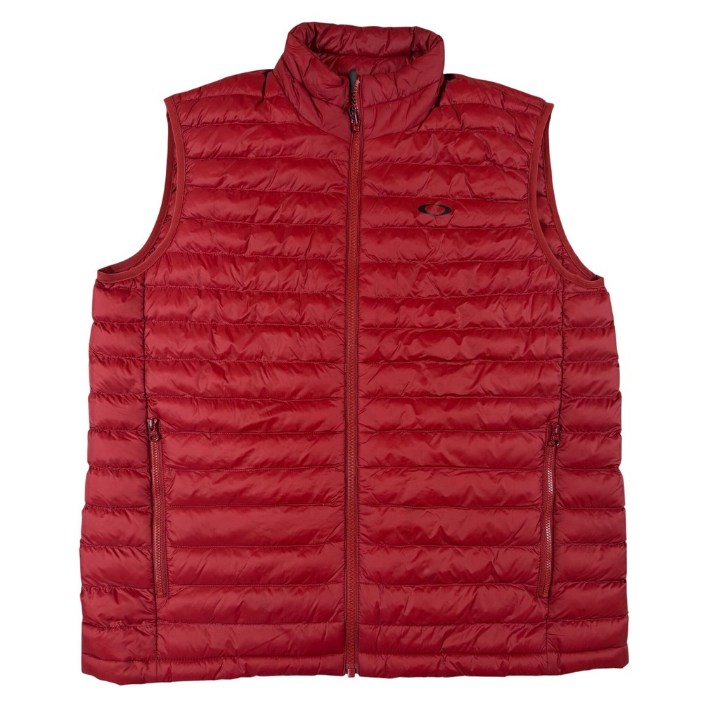 Oakley Performance Fit Puffer Vest Mens Medium Red Quilted Full Zip Sleeveless